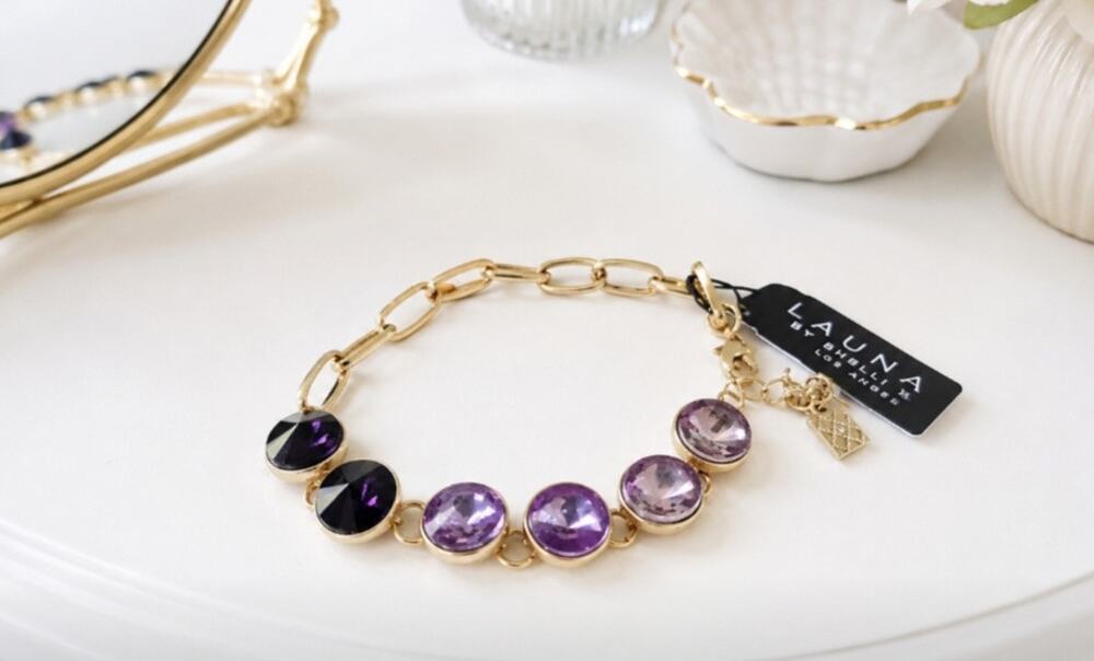 Laundry By Shelli Segal Gold Purple Stone Bracelet New